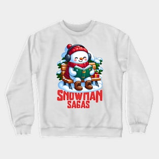 Cute Snowman Reading book Crewneck Sweatshirt